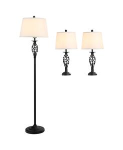 Комплект из 3 напольных ламп с закругленным основанием и стальной стойкой HOMCOM, белый