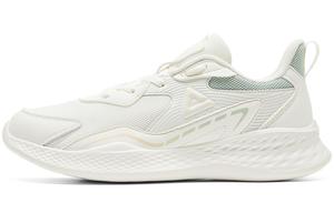 Амортизирующие противоскользящие дышащие кроссовки с устойчивостью к истиранию женские бежево-бело-зеленые PEAK, экрю/зеленый