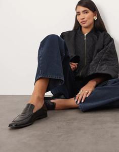 Минималистичные лоферы Alba из высококачественной кожи черного цвета