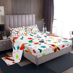 Erosebridal Комплект постельного белья Hummingbird Cartoon Bird с цветочным принтом для детей, Green and Red
