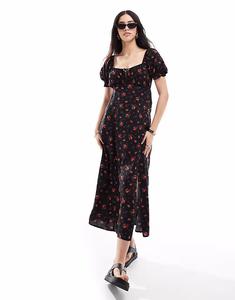 Платье Miss Selfridge spun tea midaxi с принтом черных роз