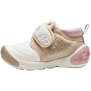 Легкие амортизирующие термо низкие детские ботинки white khaki pink для малышей Antakids, айвори белый/Raw Wood