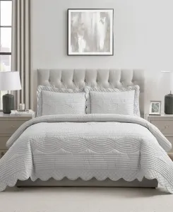 Комплекты стеганых одеял из микрофибры с фестончатым краем Vcny Home, серый