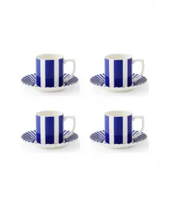 Набор из 4 чашек и блюдец для эспрессо «Стеккато» итальянского синего цвета, итальянского производства Spode
