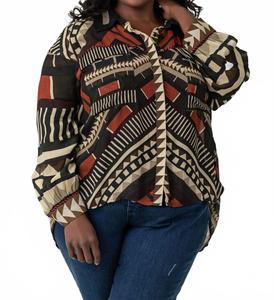 Санна Длинный Рукав Рубашка Плюс В Ацтекском Принте -bl^nk-, Aztec Print