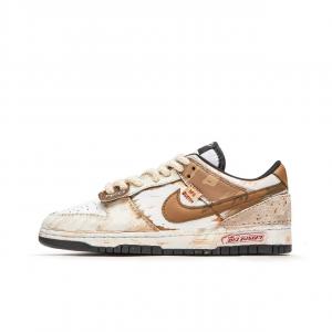 Демисезонные компактные кроссовки dunk с противоскользящей подошвой и амортизацией low top для скейтбординга детские Nike, белый