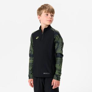 KIPSTA Детская футбольная толстовка с застежкой-молнией 1/2 - Wavy Club, чёрная/неоново-жёлтая