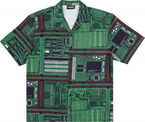 Рубашка Pleasures Motherboard Rayon Shirt 'Green', зеленый