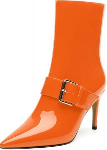 Женские ботильоны WAYDERNS на высоком каблуке, шпилька, заостренный носок, лакированные, молния сбоку, модные, сексуальные короткие ботинки, каблук 8,5 см, Orange