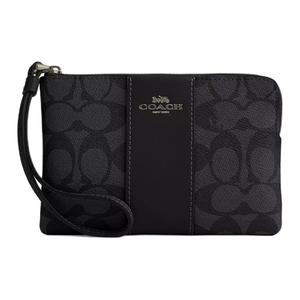 COACH Угловая молния с покрытием холщовая клатч