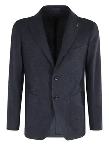 Однобортный пиджак с узором в елочку Tagliatore, синий