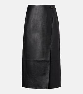 Кожаная юбка миди Yves Salomon, Noir