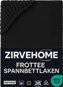 Простыня на резинке махровая 90х200-100х200 см - Зимняя простыня на резинке, хлопковая простыня для матрасов высотой до 25 см, черная Yadetextil