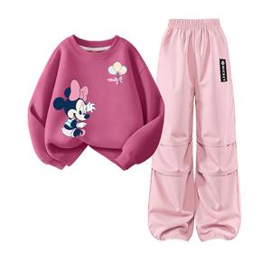 Детская повседневная спортивная одежда Disney, красный/розовый