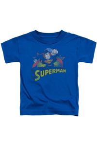 Лига Справедливости Супермен футболка с эффектом потертости детская короткий рукав Gildan, синий