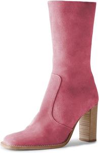 Женские ботильоны с квадратным носком, массивным высоким каблуком, боковой молнией, удобные, стильные, повседневные для ходьбы, размеры 4-16 США Wansseny, Pink