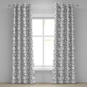 Штора на люверсах ABAKUHAUS с геометрическим рисунком в виде круга, ретро-узор с крупными маленькими круглыми точками, абстрактная печать, декоративная, двухпанельная, 280 см x 245 см, цвет темно-серый/белый Abakuhaus