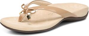Женские сандалии Vionic Rest Bella с ремешком между пальцами- поддерживающие ортопедические сандалии с трехзонным комфортом и поддержкой свода стопы, шлепанцы для женщин, размеры средней и широкой полноты 5-12, Macaroon Ptnt