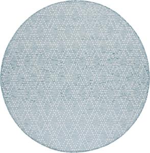 Ковер SAFAVIEH, 201 x 201 см, Sunset Collection, круглый, Aqua & Beige, для помещений и улицы, устойчивый к погодным условиям и моющийся, идеально для патио, заднего двора, прихожей, террасы (SET850J-7R)