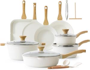 Набор керамической посуды Sensarte с антипригарным покрытием, 23 предмета, белый