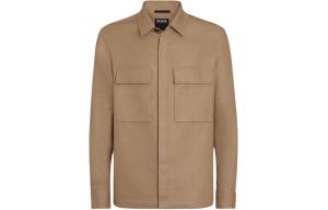 Zegna застегивающаяся рубашка-оверш Ermenegildo Zegna, темно-бежевый