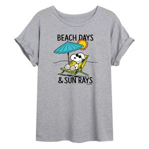 Негабаритная футболка с рисунком Juniors' Peanuts Beach Days Licensed Character, серый