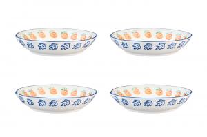 Глубокие тарелки «Наполи» Ø21,5 см - набор из 4 штук - с изображением цитрусовых Björn, белый