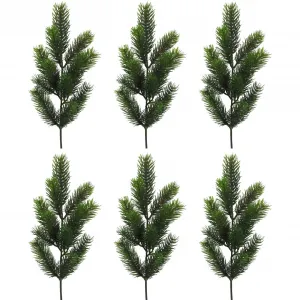 Creativ green Зимнее искусственное растение «Новогодние украшения», ветка на иголках, в наборе 6 шт, зеленый