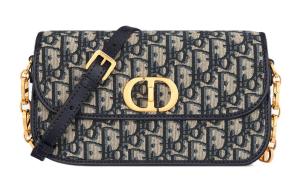 30 Montaigne Oblique Принт Тканевая Плечевая Сумка Кроссбоди Маленький Размер Женская Синяя DIOR