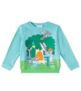 Хлопковый свитер с принтом Stella McCartney Kids, Acquarello