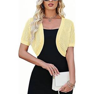 Женский короткий рукав болеро кардиган легкий трикотажный свитер Maxxis Merch, Yellow