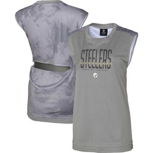 Женская серая майка без пота Pittsburgh Steelers No Sweat Outerstuff