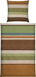 Постельное белье коричнево-зеленое 1x 155x220 см + 1x 80x80 см Erwin Müller