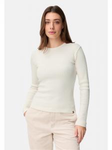 Camel Active Футболка с длинными рукавами и круглым вырезом, кремового цвета