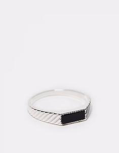 Кольцо-печатка из стерлингового серебра черного цвета Asos Design