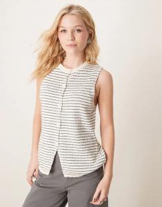 Жилет букле ASOS DESIGN с круглым вырезом и удлиненной окантовкой в полоску