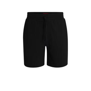 Пижамные шорты с вафельной структурой и вышитым логотипом HUGO, черный