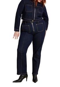 Женские джинсы-клеш с застежкой-молнией спереди ELOQUII, True dark rinse