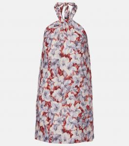 Льняное мини-платье с цветочным принтом на бретелях Luna Posse, разноцветный