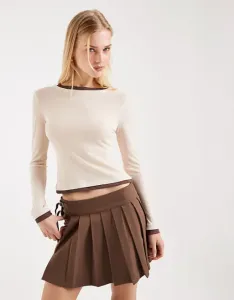 Двухслойный топ с длинными рукавами ASOS DESIGN шоколадного и каменного цвета