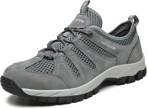 Мужские походные кроссовки для улицы с дышащей сеткой, противоскользящие, для спорта, ходьбы, путешествий и повседневной активности на свежем воздухе Qacksv, серый