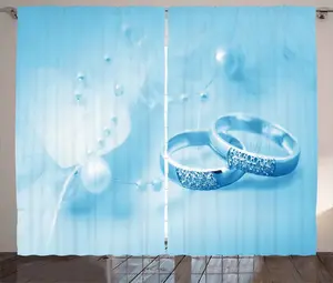 Светло-голубая штора в деревенском стиле ABAKUHAUS, жемчуг, обручальные кольца, штора из тесьмы для спальни со сборками, петлями и крючками, 280 x 175 см, бледно-голубой с белым Abakuhaus