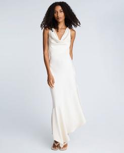 Женское атласное платье с воротником-хомутом, сшитое по косой Kenneth Cole, Oyster