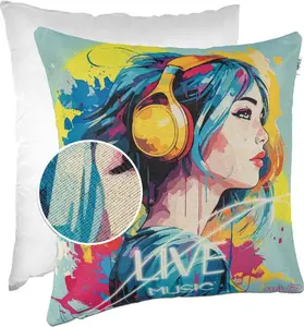 Декоративная подушка 40х40 см, чехол с наполнителем, дизайнерский чехол на молнии, музыкальный гобелен, разноцветный