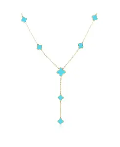 Ожерелье-Лариат с бирюзовым клевером, 14-каратное золото The Lovery, turquoise