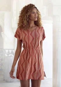 Ночная рубашка LASCANA с графическим принтом по всей поверхности, терракотовый