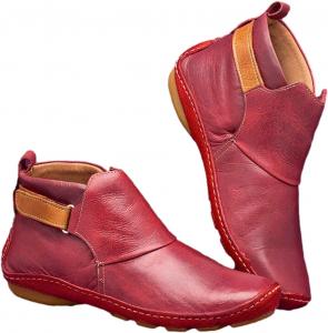 Женские ботильоны Oiangi 2023 года с круглым носком, низким скрытым каблуком, однотонные, удобные для улицы, противоскользящие, повседневная обувь для женщин, A#01 Red