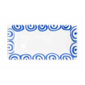 Тарелка для закусок с голубым пламенем 22х11х2,7 см Gmundner Keramik, белый синий