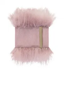 Браслет из гросгрейна с искусственными перьями Herno, розовый