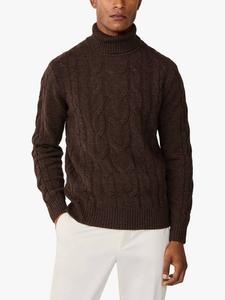 Шерстяной джемпер с рельефным узором Hackett London, Walnut Brown